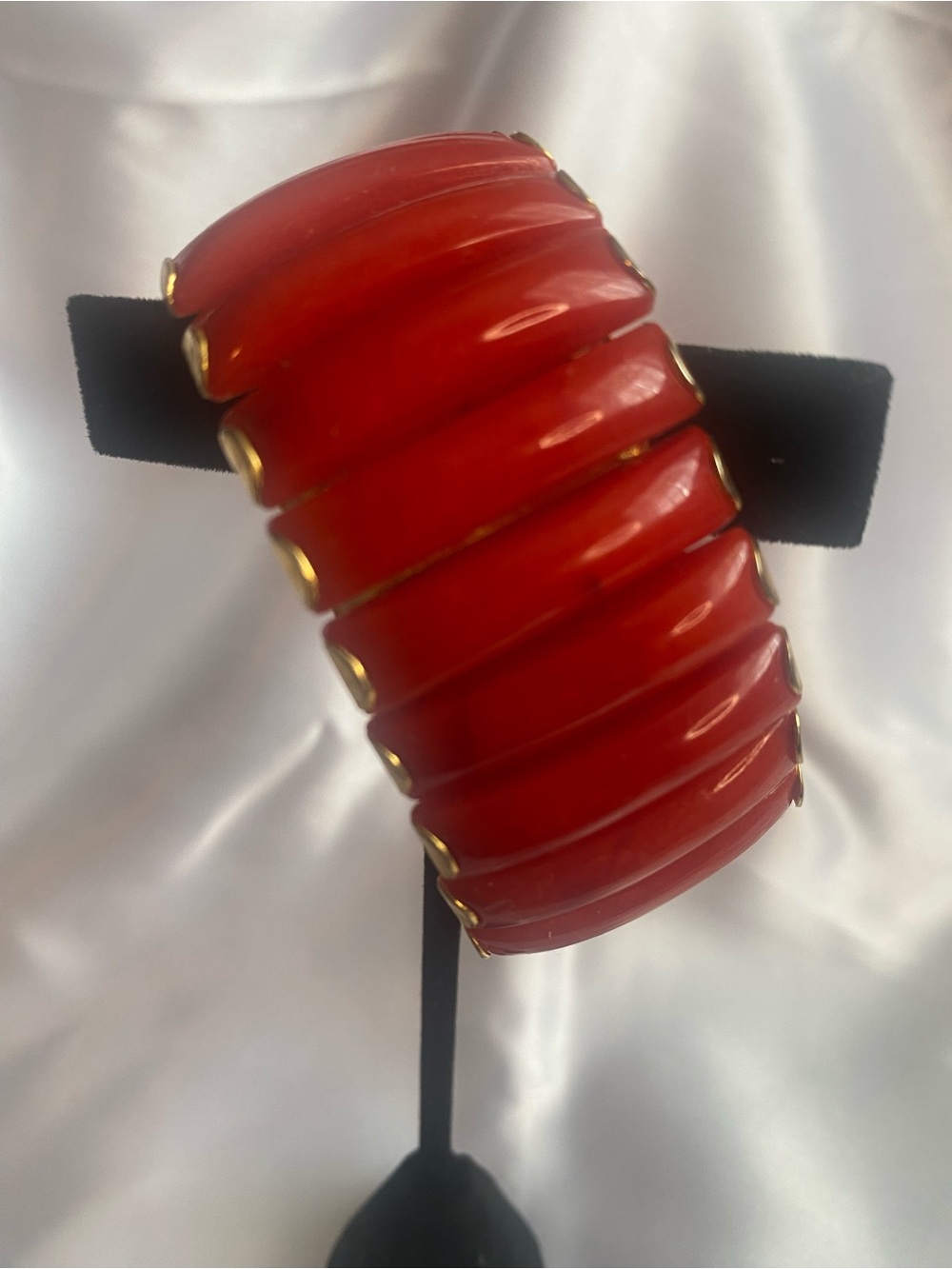 Bold Red Ribbed Stretch Bracelet - Women Jewelry